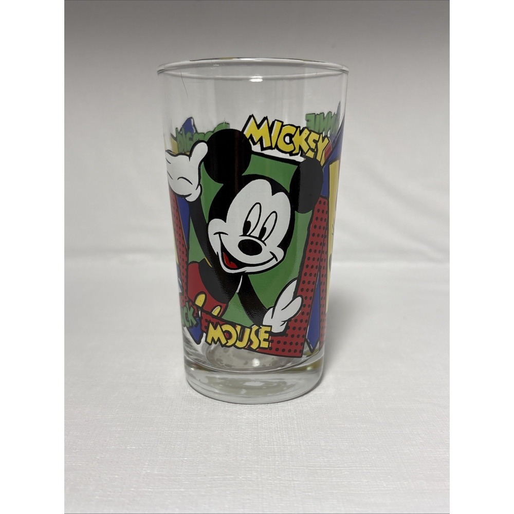 Vintage Disney Mickey & Minnie Mouse & Donald Duck Glass Tumbler